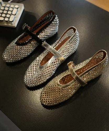 Gold Zircon Splicing Hollow Out Wedge Sandals