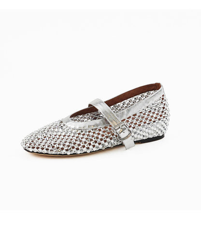 Gold Zircon Splicing Hollow Out Wedge Sandals