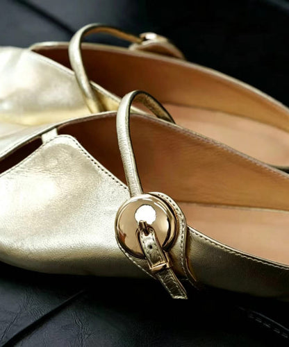 Golden Faux Leather Casual Hollow Out Flip Flops