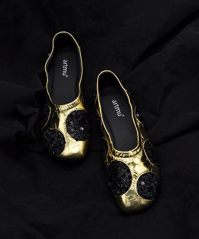 Golden Flat Shoes For Women Sequins Flat Feet Shoes