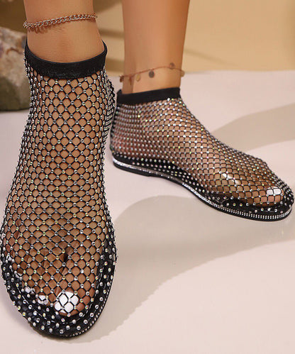 Golden Tulle Rhinestone Sandals Hollow Out Sandals