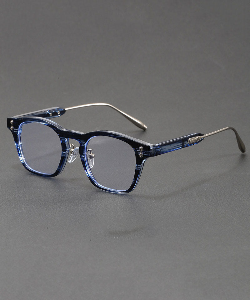 Gradient Color Blue Metal Patchwor Blue Light Blocking Unisex Reading Glasses