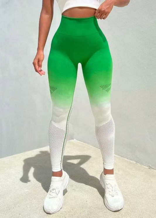 Gradient Color Green Butt Scrunch Capri