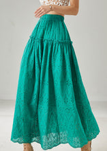Load image into Gallery viewer, Green Cotton Skirts Ruffled Exra Large Hem Summer
