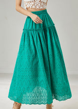 Load image into Gallery viewer, Green Cotton Skirts Ruffled Exra Large Hem Summer