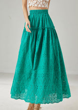 Load image into Gallery viewer, Green Cotton Skirts Ruffled Exra Large Hem Summer