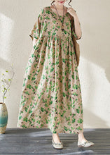 Load image into Gallery viewer, Green O-Neck Print Long Dresses Summer