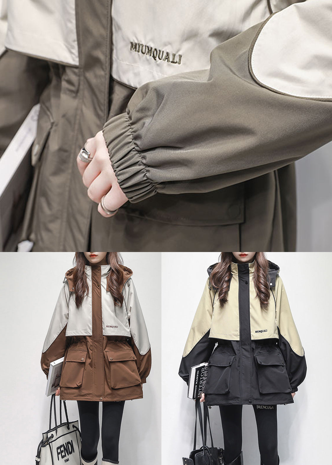 Green Pockets Drawstring Warm Fleece Jacket Hooded Winter