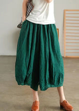 Load image into Gallery viewer, Green Pockets Solid Linen Wide Leg Pants High Waist Summer