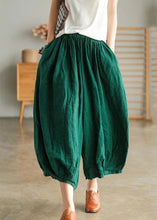 Load image into Gallery viewer, Green Pockets Solid Linen Wide Leg Pants High Waist Summer