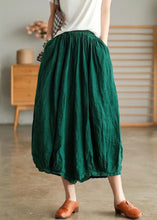 Load image into Gallery viewer, Green Pockets Solid Linen Wide Leg Pants High Waist Summer
