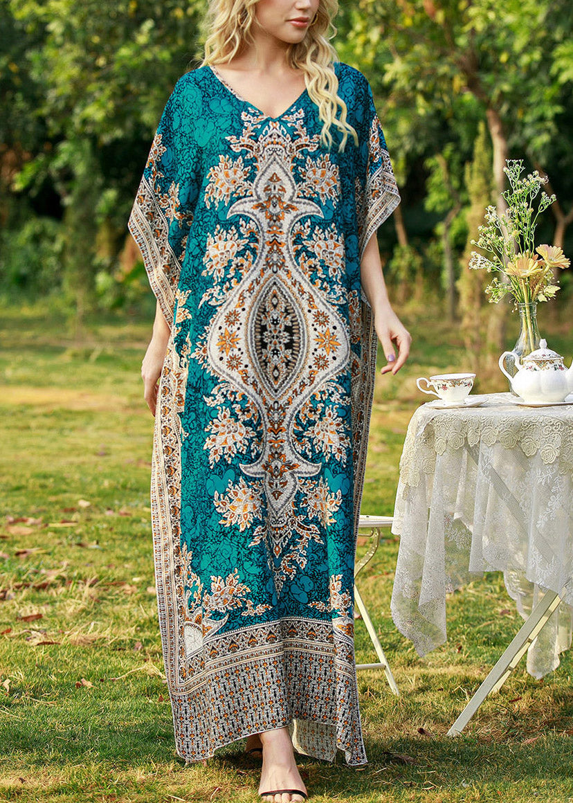 Green Side Open Party Long Dress Batwing Sleeve