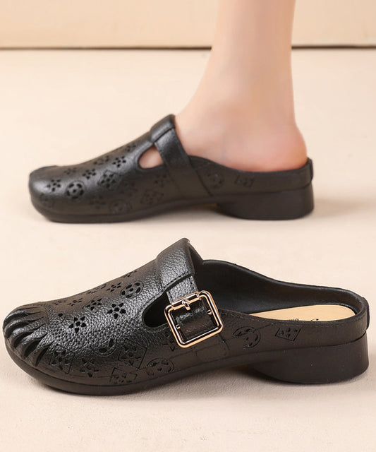Green Splicing Casual Hollow Out Slide Sandals