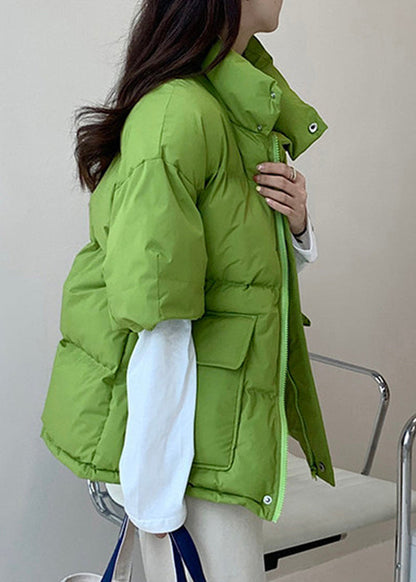 Green Zippered Patchwork Fine Cotton Filled Waistcoat Winter