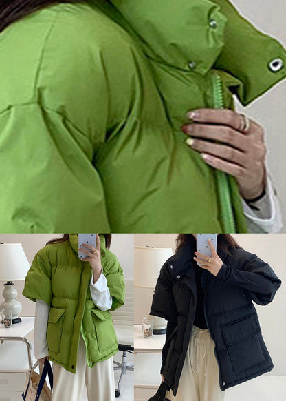 Green Zippered Patchwork Fine Cotton Filled Waistcoat Winter