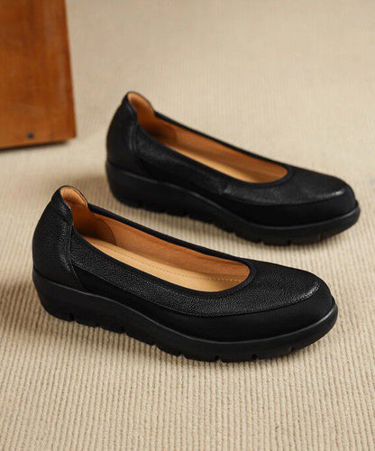 Grey Flats Platform Faux Leather Casual Splicing Flats