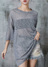 Load image into Gallery viewer, Grey Hollow Out Ice Knit Tops Cinched Summer