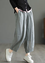 Load image into Gallery viewer, Grey Pockets Elastic Waist Loose Linen Pants Summer