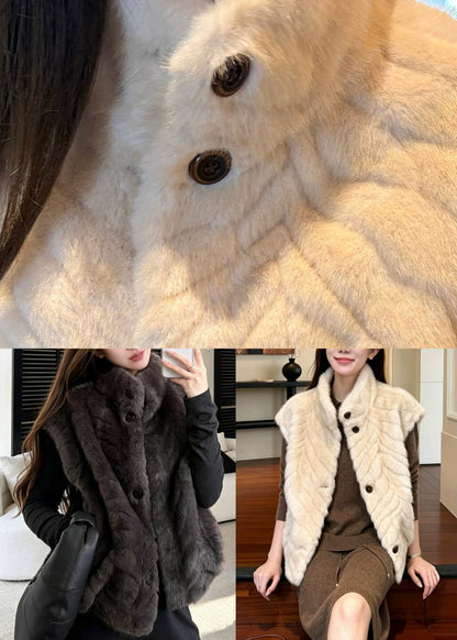 Grey Pockets Patchwork Faux Fur Waistcoat Fall