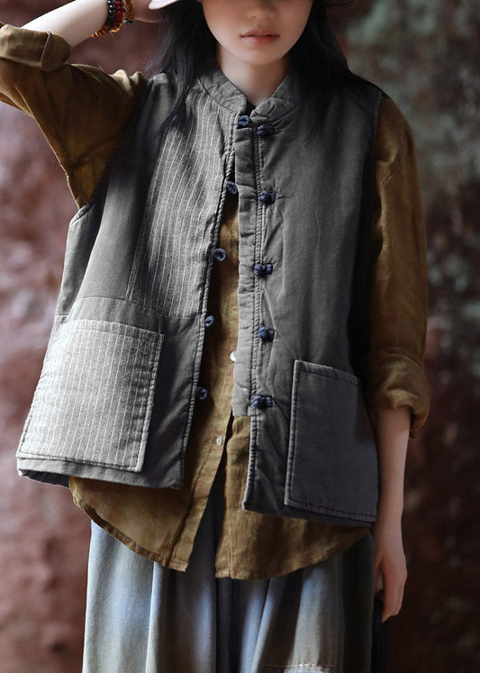 Greys Print Women Warm Fleece Waistcoat Winter