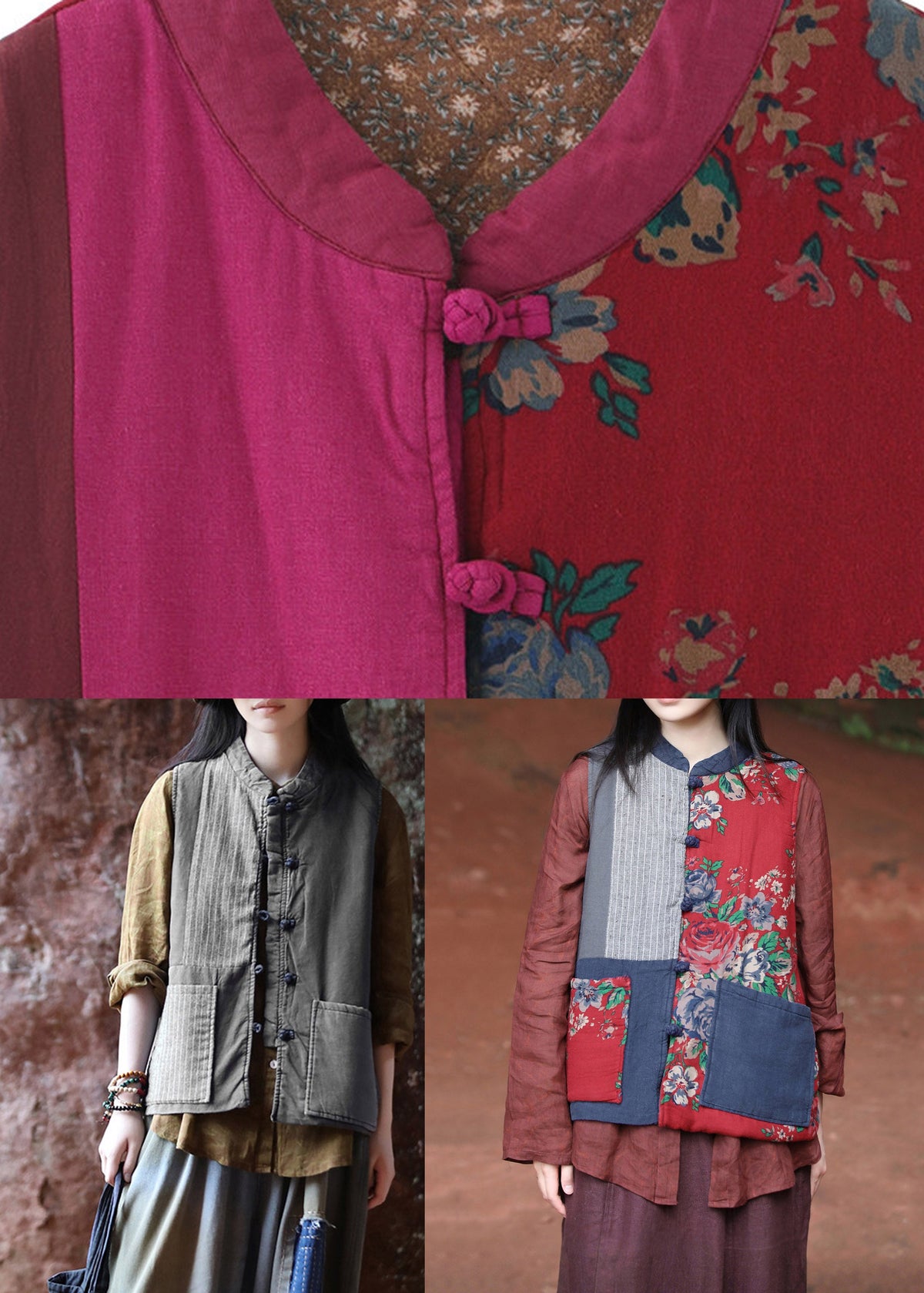 Greys Print Women Warm Fleece Waistcoat Winter