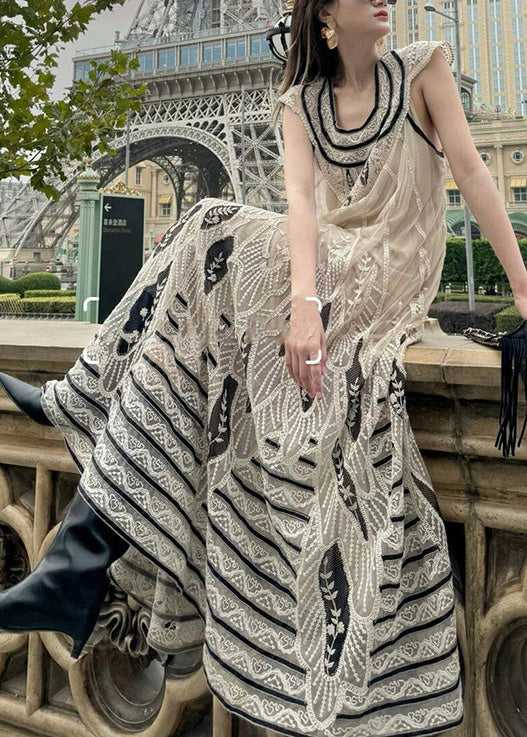 Handmade Apricot print Exra Large Hem Tulle Maxi Dress Sleeveless