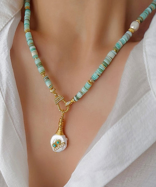 Handmade Baroque Pearl Pendant Gratuated Bead Necklace