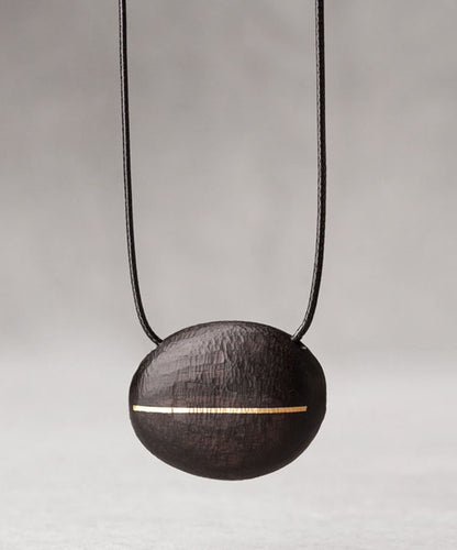 Handmade Black Copper Ebony Waxed Cord Sweater Pendant Necklace