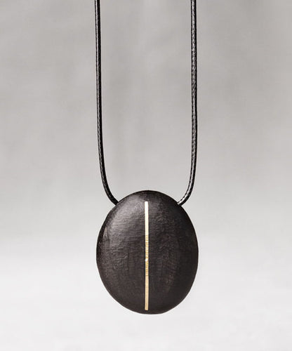 Handmade Black Copper Ebony Waxed Cord Sweater Pendant Necklace