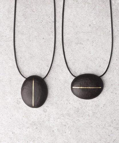 Handmade Black Copper Ebony Waxed Cord Sweater Pendant Necklace