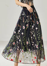 Load image into Gallery viewer, Handmade Black Embroidered Tulle Skirts Summer