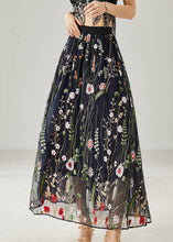 Load image into Gallery viewer, Handmade Black Embroidered Tulle Skirts Summer