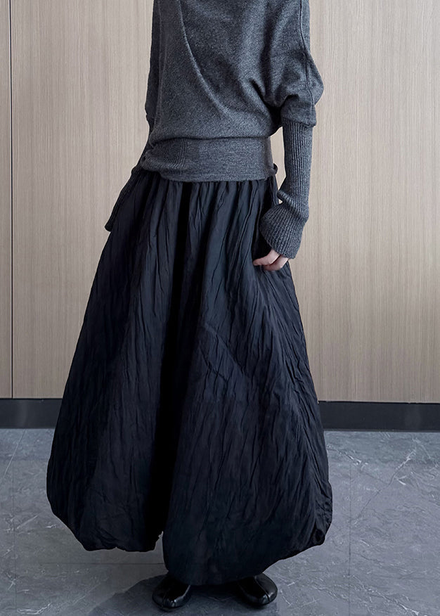 Handmade Black Exra Large Hem Fine Cotton Filled Skirts Winter