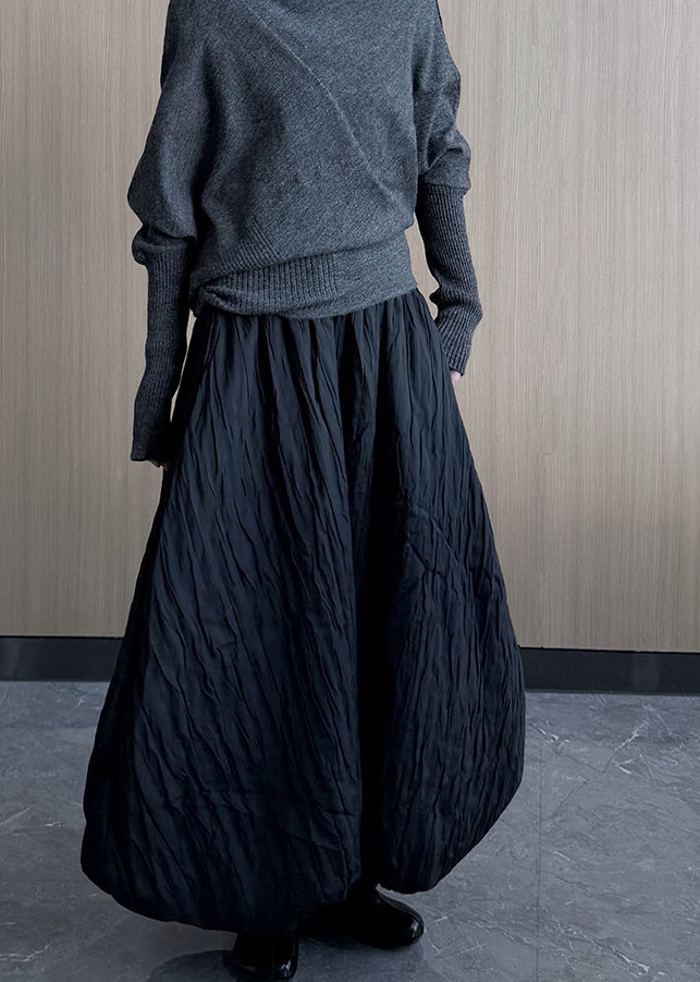 Handmade Black Exra Large Hem Fine Cotton Filled Skirts Winter