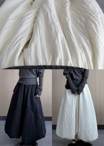 Handmade Black Exra Large Hem Fine Cotton Filled Skirts Winter