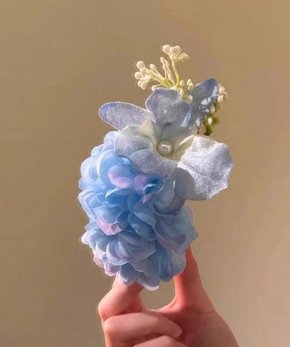 Handmade Blue Alloy Butterfly Floral Pearl Hairpin