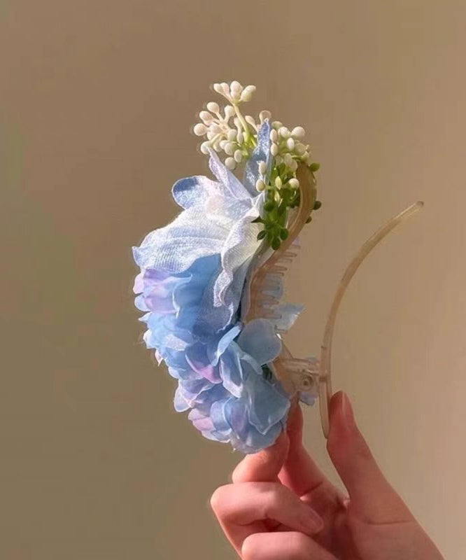 Handmade Blue Alloy Butterfly Floral Pearl Hairpin