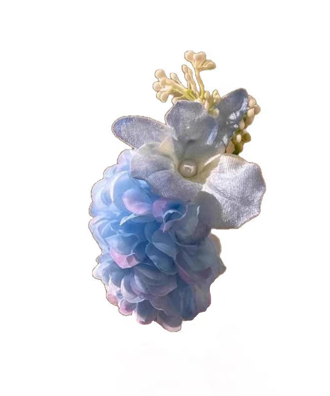 Handmade Blue Alloy Butterfly Floral Pearl Hairpin