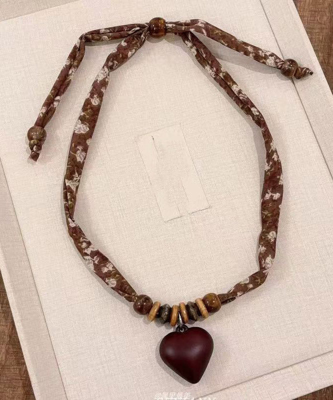 Handmade Brown Alloy Love Scarf Pendant Necklace