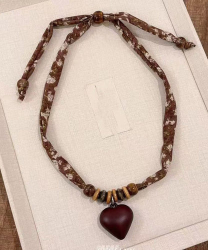 Handmade Brown Alloy Love Scarf Pendant Necklace