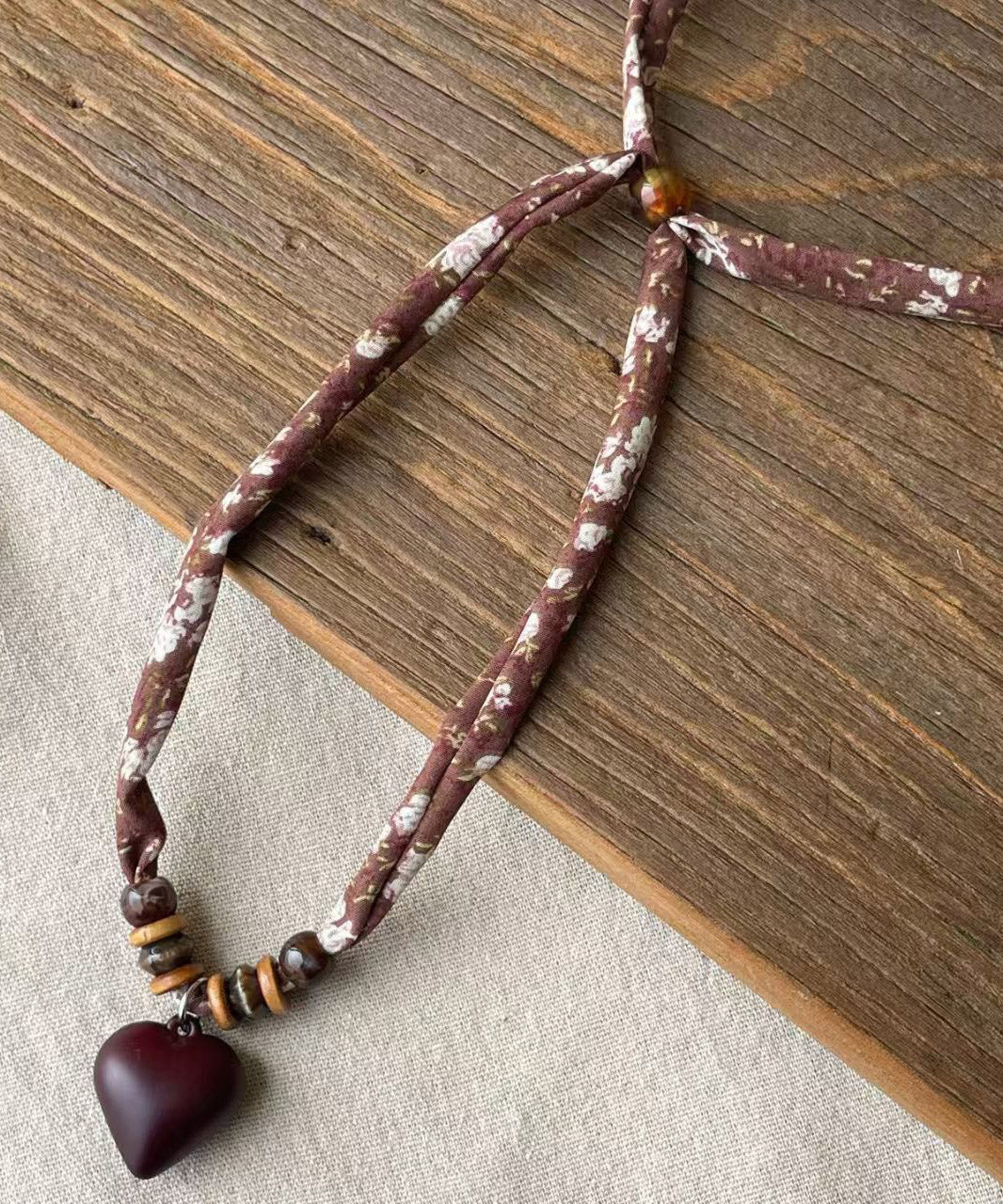 Handmade Brown Alloy Love Scarf Pendant Necklace