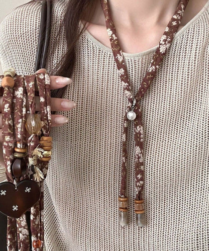 Handmade Brown Alloy Love Scarf Pendant Necklace