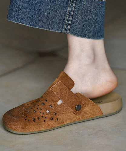 Handmade Brown Hollow Out Thong Sandals