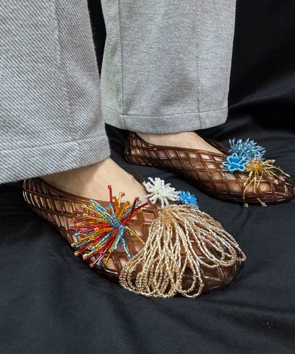 Handmade Brown Sandals Women Hollow Out Sandals
