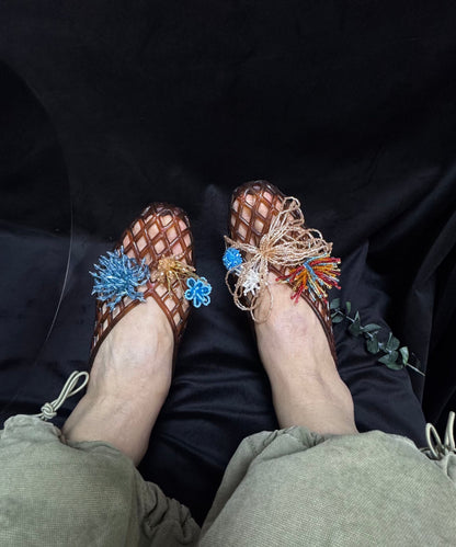 Handmade Brown Sandals Women Hollow Out Sandals