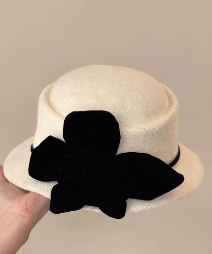 Handmade Coffee Floral Woolen Cloche Hat