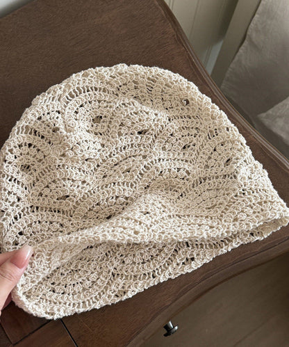 Handmade Coffee Hook Flower Sequin Thin Breathable Boonie Hat