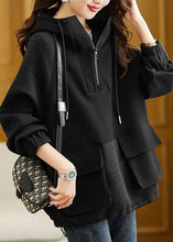 Load image into Gallery viewer, Handmade Coffee Patchwork Drawstring Hoodie Sweatshirts Long Sleeve