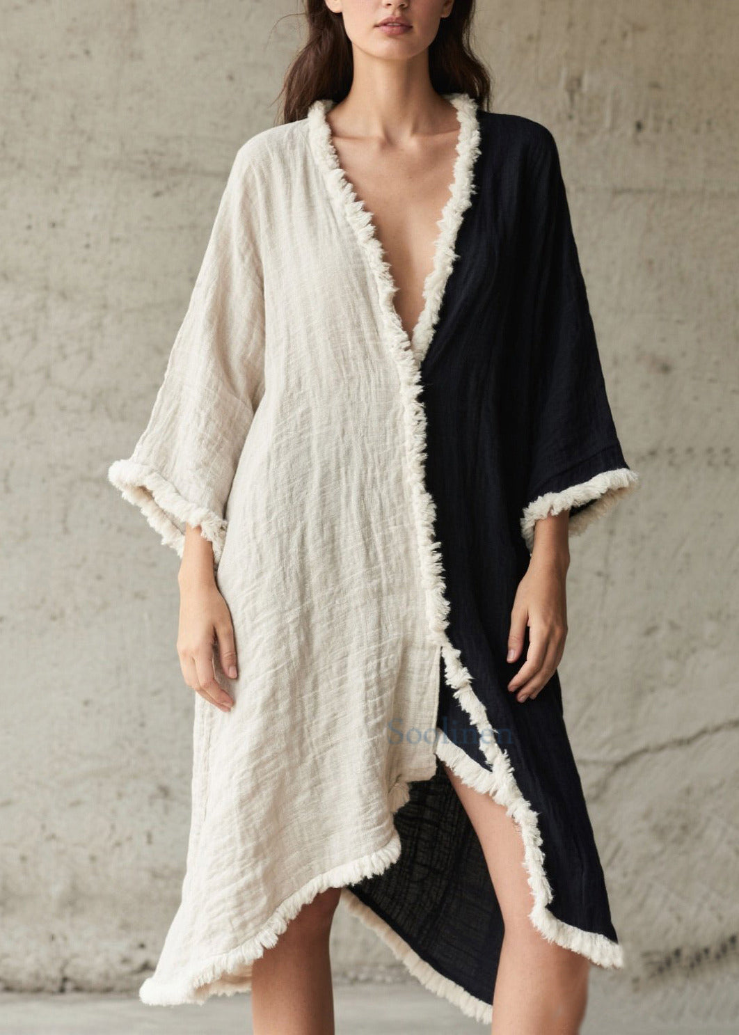 Handmade Colorblock Asymmetrical Patchwork Faux Fur Cardigan Spring