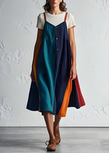 Load image into Gallery viewer, Handmade Colorblock O Neck Dresses Cotton Two Piece Set Summer